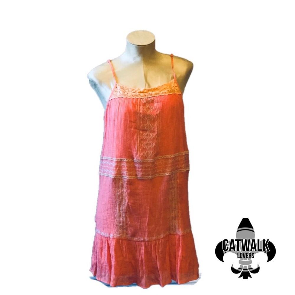 Anthropologie flying tomato mini coral dress